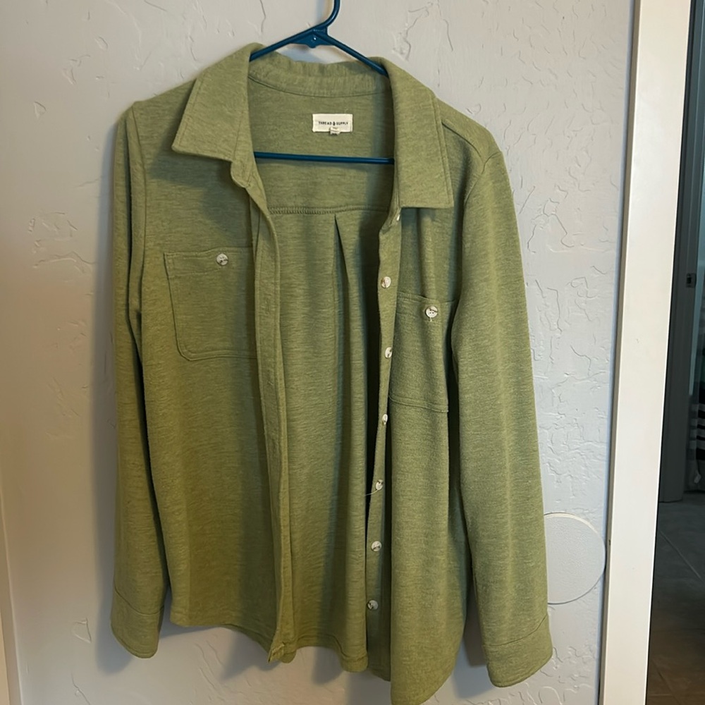 Sage green fleece Button Up